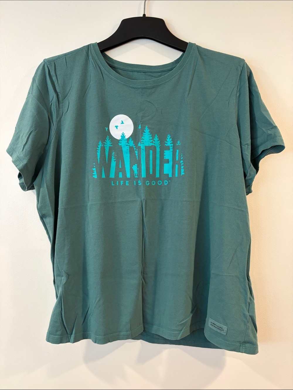 Life Is Good (Women) Teal Green 'WANDER' Graphic Short Sleeve Tee
